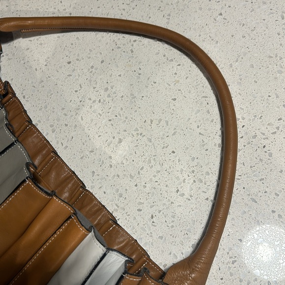 Vintage large LUPO Barcelona Abanico Pleated Hobo Shoulder Bag Made in Spain - Picture 11 of 11